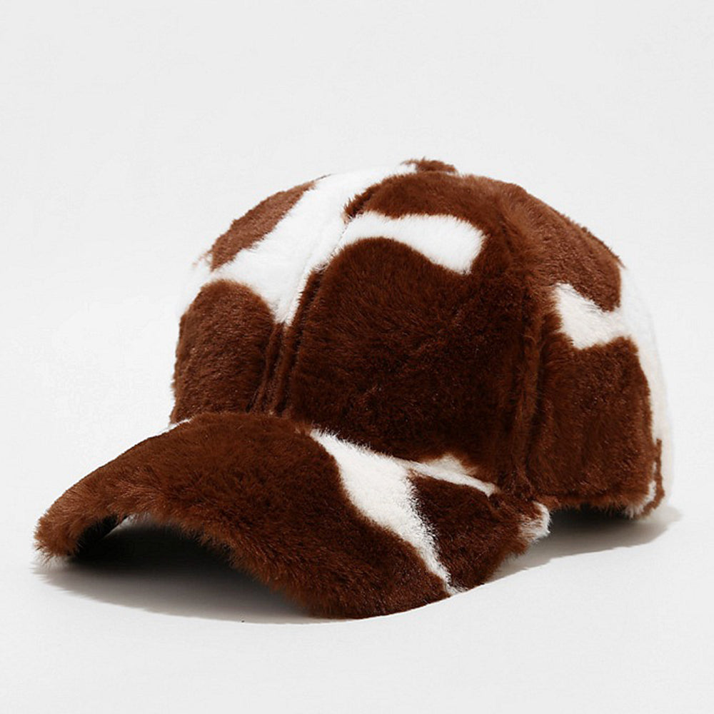 Duck Cap Sports Casual Curved Brim Cap Plush Leopard Print Baseball